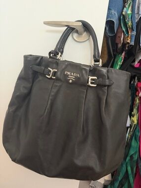 Authentic Prada butter soft Black Leather convertible satchel